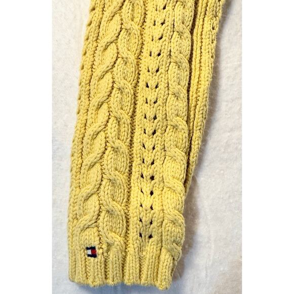 Tommy Hilfiger Mustard Yellow Cable Knit Cropped Sweater Size Medium - Picture 6 of 6